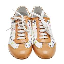 Louis Vuitton Multicolor Monogram Canvas And Patent Leather Low Top Sneakers Size 38