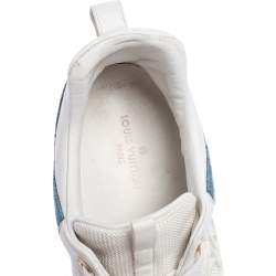 مملوكة مسبقًا حذاء رياضي لوي فيتون ران أوي دنيم مونوغرامي وشبك وجلد أزرق/ أبيض مقاس 39