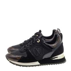 Louis Vuitton Black/Brown Monogram Canvas And Suede Run Away Sneakers Size 36