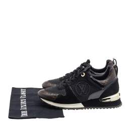 Louis Vuitton Black/Brown Monogram Canvas And Suede Run Away Sneakers Size 36