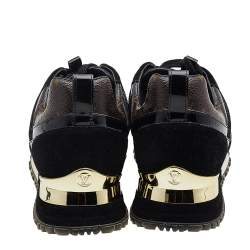 Louis Vuitton Black/Brown Monogram Canvas And Suede Run Away Sneakers Size 36