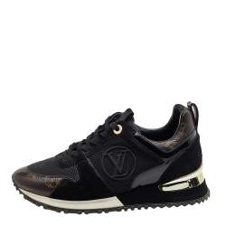 Louis Vuitton Black/Brown Monogram Canvas And Suede Run Away Sneakers Size 36
