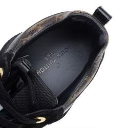 Louis Vuitton Black/Brown Monogram Canvas And Suede Run Away Sneakers Size 36