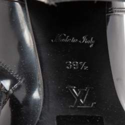 Pre Owned حذاء بوت لوي فيتون كعب عريض ستار تريال جلد لامع أسود مقاس 39.5