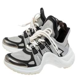 مملوكة مسبقًا حذاء رياضي لوي فيتون أرش لايت جلد وشبكة ثلاثي اللون مقاس 36