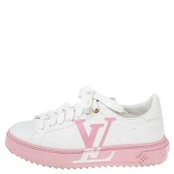 Louis Vuitton Time Out Bow Sneakers 37.5 White Pink