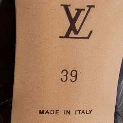 Pre Owned صندل لوي فيتون جلد وجلد دامييه إيبين بني لامع بفيونكة وحزام خلفي للكاحل مقاس 39