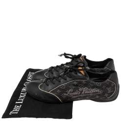 Louis Vuitton Black Leather and Monogram Canvas Low Top Sneakers Size 40