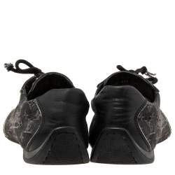 Louis Vuitton Black Leather and Monogram Canvas Low Top Sneakers Size 40