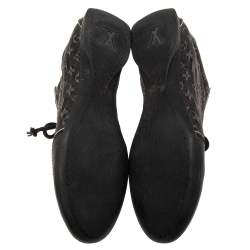 Louis Vuitton Black Leather and Monogram Canvas Low Top Sneakers Size 40