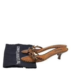 Pre Owned Louis Vuitton Brown Damier Ebene Patent Mule Slide Sandals Size 39.5