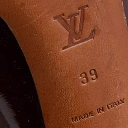 مملوكة مسبقًا حذاء كعب عالي لوي فيتون جلد أسود لامع / عنابي  بسلسلة قفل مقاس 39