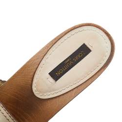 مملوكة مسبقًا Louis Vuitton Beige Suede Dice Embellished Sandals Size 39