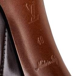 مملوكة مسبقًا Louis Vuitton Brown Leather And Mini Lin Canvas Barbara Knee Length Boots Size 40
