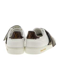 Louis Vuitton White Leather and Monogram Canvas Frontrow Sneakers Size 37