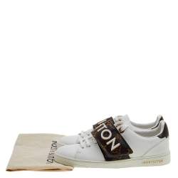 Louis Vuitton White Leather and Monogram Canvas Frontrow Sneakers Size 37