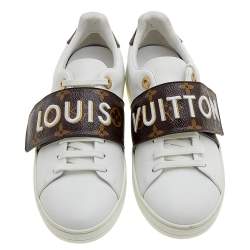 Louis Vuitton White Leather and Monogram Canvas Frontrow Sneakers Size 37