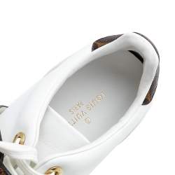 Louis Vuitton White Leather and Monogram Canvas Frontrow Sneakers Size 37