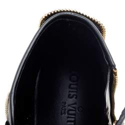 Louis Vuitton Black Leather Zip Detail High Top Sneakers Size 36.5