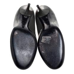 Pre Owned Louis Vuitton Grey Patent Leather Padlock Detail Round-Toe Pumps Size 38