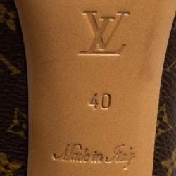 Pre Owned Louis Vuitton Brown Monogram Canvas And Patent Leather Bow Peep Toe Pumps Size 40