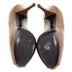 Pre Owned Louis Vuitton Brown Patent Leather Oh Really! Peep Toe Pumps Size 36