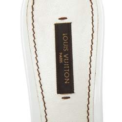Louis Vuitton Off White Patent Leather Slide Sandals Size 38