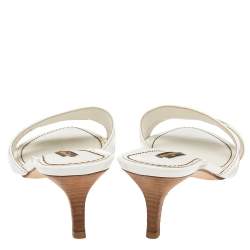 Louis Vuitton Off White Patent Leather Slide Sandals Size 38