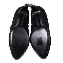 Pre Owned Louis Vuitton Black Suede V Bahiana Booties Size 38