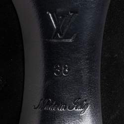 Pre Owned Louis Vuitton Black Suede V Bahiana Booties Size 38