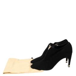 Pre Owned Louis Vuitton Black Suede V Bahiana Booties Size 38