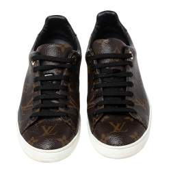 مملوكة مسبقًا Louis Vuitton Brown/Black Monogram Canvas and Patent Leather Frontrow Sneakers Size 38