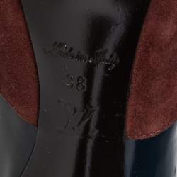 Pre Owned حذاء بوت للكاحل لوي فيتون جلد وسويدي بني مزخرف مقاس 38