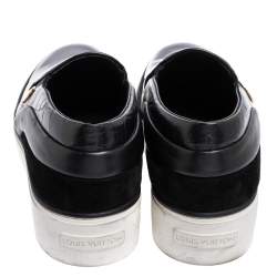 مملوكة مسبقًا Louis Vuitton Black Suede, Patent and Leather Slip On Platform Sneakers Size 39.5