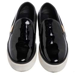 مملوكة مسبقًا Louis Vuitton Black Suede, Patent and Leather Slip On Platform Sneakers Size 39.5