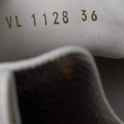 Pre Owned حذاء رياضي لوي فيتون رون اواي كانفاس مونوغرامي وشبك بني/أبيض مقاس 36