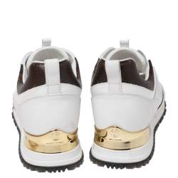 Pre Owned حذاء رياضي لوي فيتون رون اواي كانفاس مونوغرامي وشبك بني/أبيض مقاس 36