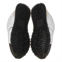 Pre Owned حذاء رياضي لوي فيتون رون اواي كانفاس مونوغرامي وشبك بني/أبيض مقاس 36