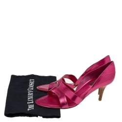 Pre Owned Louis Vuitton Metallic Pink Leather Open Toe Sandals Size 40.5