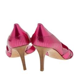 Pre Owned Louis Vuitton Metallic Pink Leather Open Toe Sandals Size 40.5
