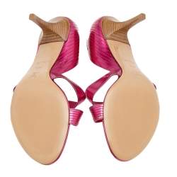 Pre Owned Louis Vuitton Metallic Pink Leather Open Toe Sandals Size 40.5