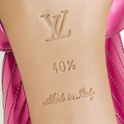 Pre Owned Louis Vuitton Metallic Pink Leather Open Toe Sandals Size 40.5