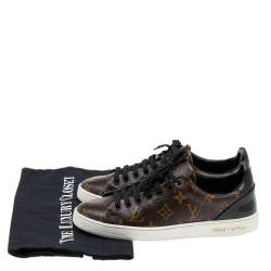 Louis Vuitton Brown/Black Monogram Canvas And Patent Leather Frontrow Low Top  Sneakers Size 37