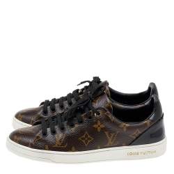 Louis Vuitton Brown/Black Monogram Canvas And Patent Leather Frontrow Low Top  Sneakers Size 37
