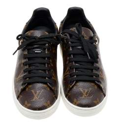 Louis Vuitton Brown/Black Monogram Canvas And Patent Leather Frontrow Low Top  Sneakers Size 37