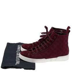 Louis Vuitton Burgundy Monogram Fabric And Suede High Top Sneakers Size 37