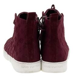 Louis Vuitton Burgundy Monogram Fabric And Suede High Top Sneakers Size 37