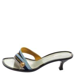 Pre Owned صندل سلايد لوي فيتون كانفاس متعدد الألوان مزين شعار الماركة مقاس 39