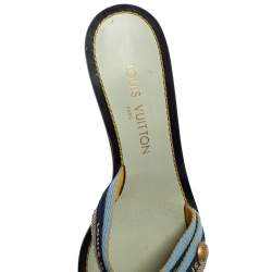 Pre Owned صندل سلايد لوي فيتون كانفاس متعدد الألوان مزين شعار الماركة مقاس 39