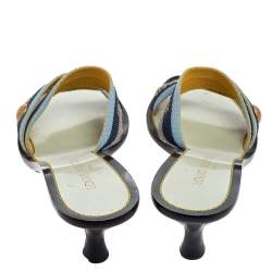 Pre Owned صندل سلايد لوي فيتون كانفاس متعدد الألوان مزين شعار الماركة مقاس 39